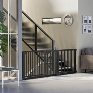 Treppenschutzgitter Miko 208-214 cm mit 2 Türen aus Buche Schwarz