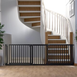 Treppenschutzgitter Miko 208-214 cm mit 2 Türen aus Buche Schwarz