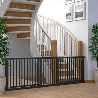 Treppenschutzgitter Miko 214-220 cm mit 2 Türen aus Buche Schwarz