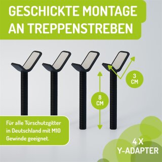 Y-Adapter 4er Set (M10 Gewinde) für Treppengeländer