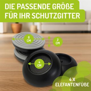 BOMI Wandschutz für Kinderschutzgitter | Elefantenfüße ohne Bohren | Schwarz