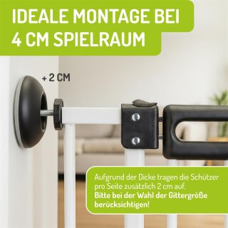 BOMI Wandschutz-Pads 4er-Set | 2x rund & 2x eckig für Türschutzgitter | Schwarz