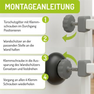Wandschutzpads 4er Set für Türschutzgitter rund & eckig
