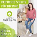 Kinderschutzgitter Merle 63-217 cm | Ohne Stolpergefahr | Extra Flach mit XXL Tür
