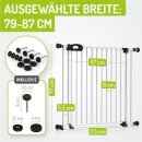 Kinderschutzgitter Merle 79-87 cm | Ohne Stolpergefahr | Extra Flach mit XXL Tür