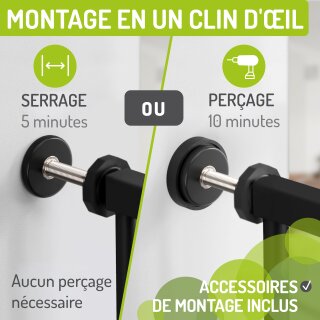 Türschutzgitter Merle 63-217 cm | Ohne Stolpergefahr | Extra Flach mit XXL Tür | Schwarz