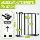 Treppengitter Merle 79-87 cm | Ohne Stolpergefahr | Extra Flach mit XXL Tür