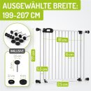 Kinderschutzgitter Merle 199-207 cm | Ohne Stolpergefahr | Extra Flach mit XXL Tür