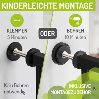 Treppengitter Merle 129-137 cm | Ohne Stolpergefahr | Extra Flach mit XXL Tür