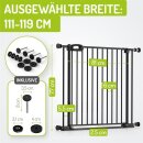 Treppengitter Merle 111-119 cm | Ohne Stolpergefahr | Extra Flach mit XXL Tür