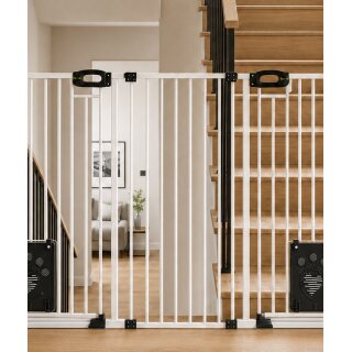 Doppel-Türschutzgitter Merle mit Katzenklappe –152-208 cm - Extra breites Treppenschutzgitter aus Metall