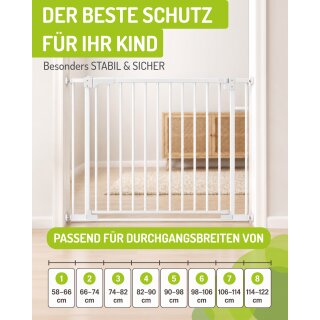 BOMI Mara Türschutzgitter 58–122 cm – Flatstep & Auto-Close ohne Verbreiterungen