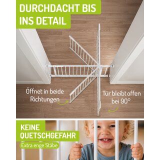 BOMI Mara Türschutzgitter 58–122 cm – Flatstep & Auto-Close ohne Verbreiterungen