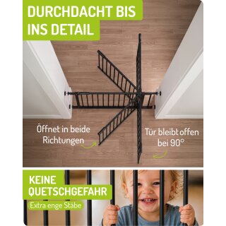BOMI Mara Metall-Schutzgitter Schwarz 58–122 cm – ohne zusätzliche Verlängerungen