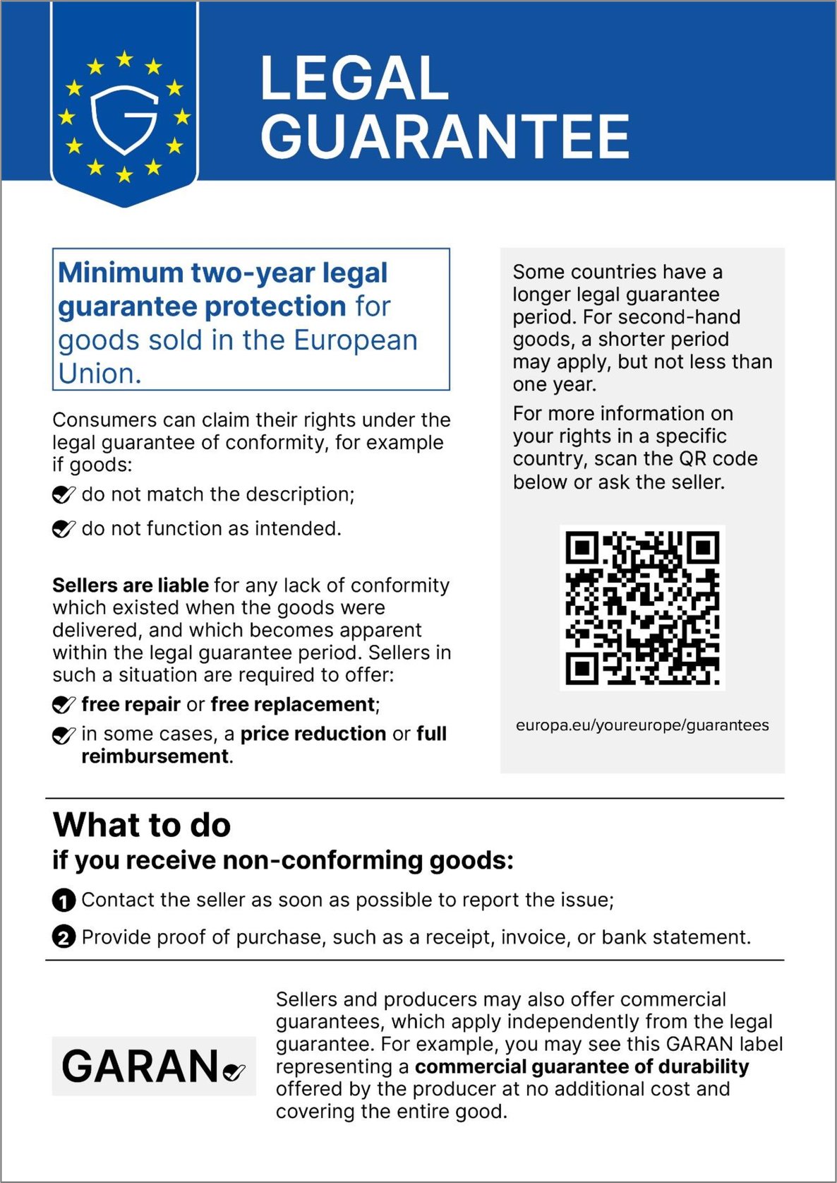 Official EU notice on the legal guarantee
